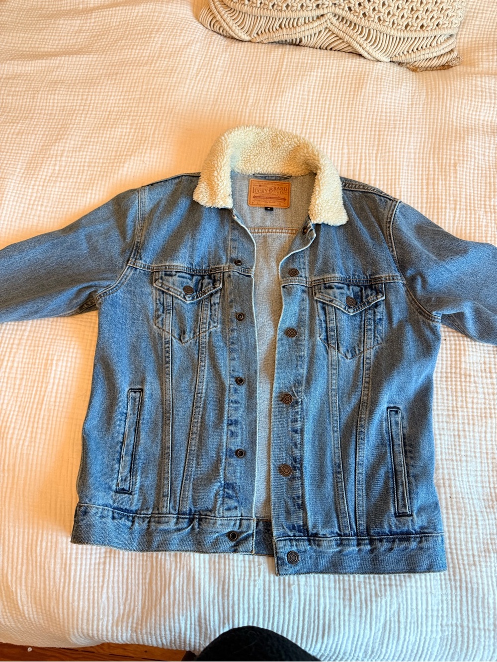 Lucky Brand Light Blue Denim Sherpa-Lined Jacket